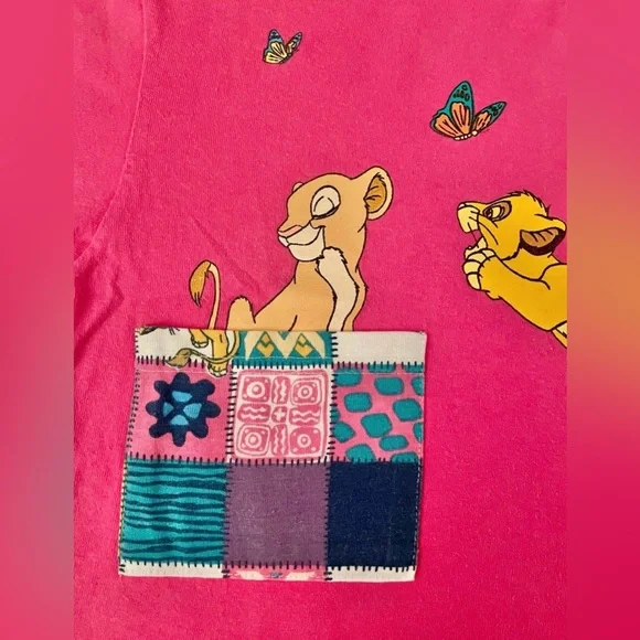 Disney The Lion King Simba Nala Butterfly Duel Pocket Shirt Youth Vintage